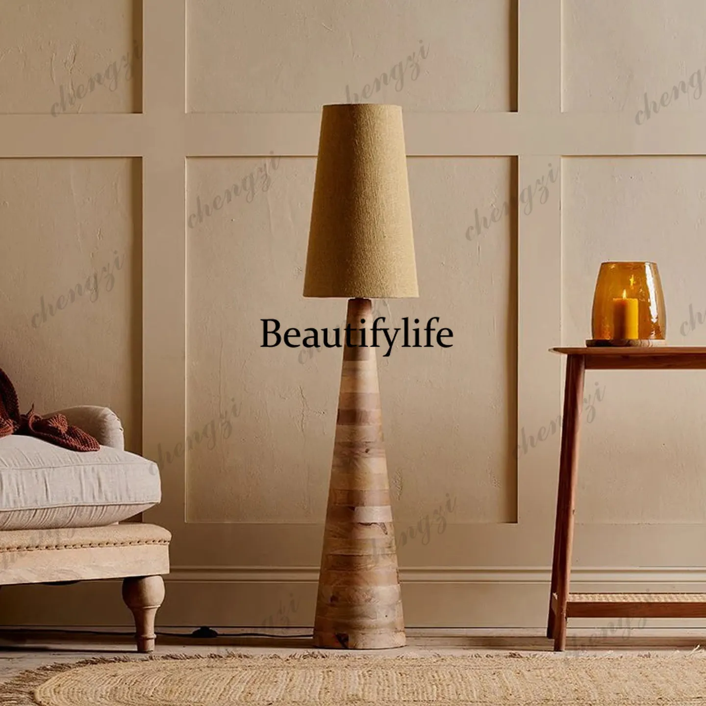 American retro solid wood floor lamp, living room bedroom bedside lamp creative and simple, lamp study decoration