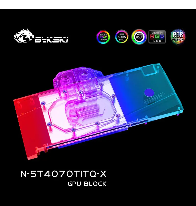 Bykski N-ST4070TITQ-X GPU Blok Gebruik voor ZOTAC RTX4070TI TQ 255mm PCB Lengte Versie Videokaart Waterkoeling/Volledige Cover/Radiator