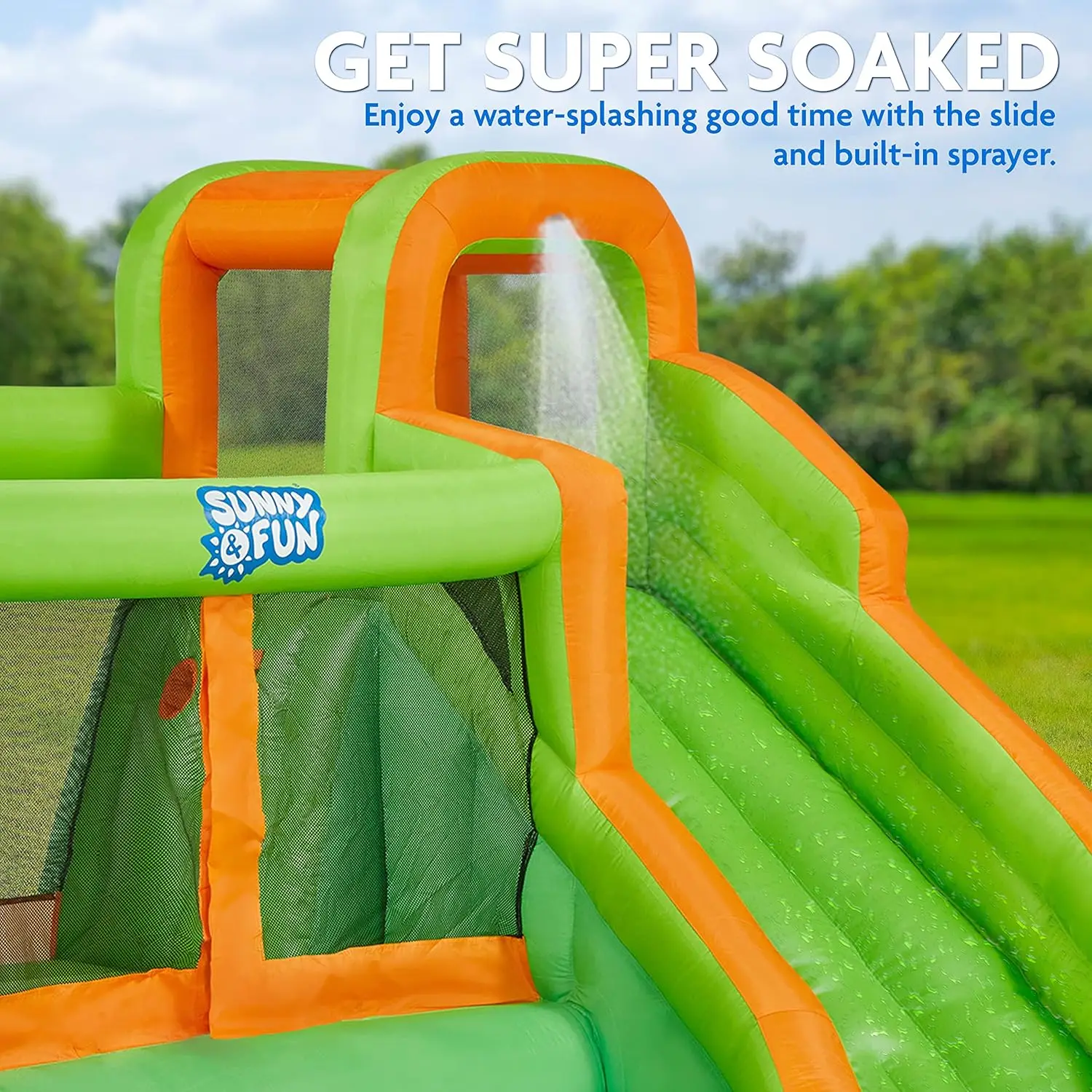 Kompaktowy nadmuchiwany Park zjeżdżalni wodnych typu Bounce-A-Round-wytrzymały do zabawy na świeżym powietrzu-ściana wspinaczkowa, zjeżdżalnia i basen-łatwe do S