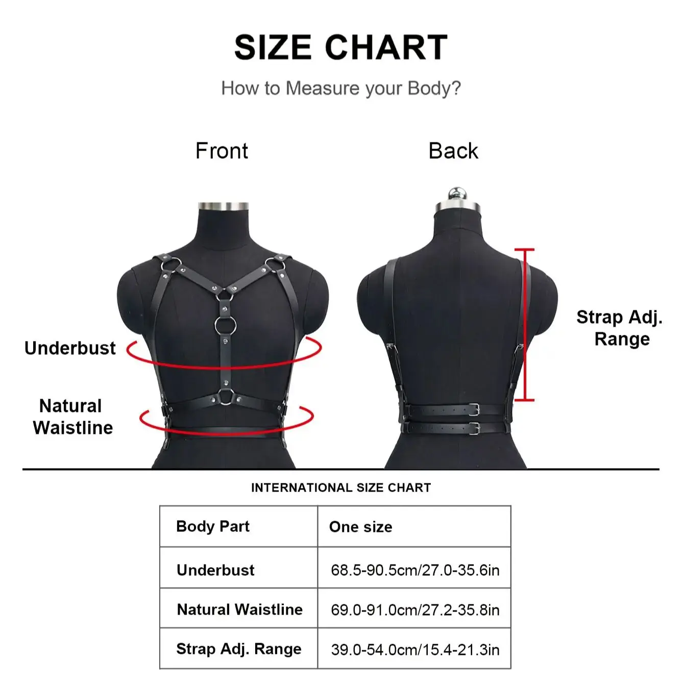 Women's Faux Leather Body Harness Adjustable Buckle Straps Gothic Punk Waist Belt view 5