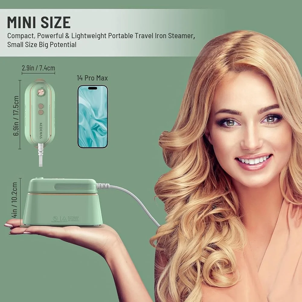 Mini plancha de vapor portátil para viaje, planchado con taza, 1100W, seco al vapor, doble función, diseño ergonómico plegable, plancha con cable