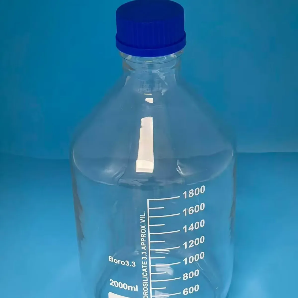 High Borosilicate GL45 Reagent Bottle Blue Screw Cap With Silicone Gasket Lab Storage Glass Vessel