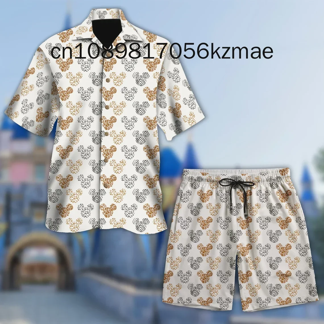 Mickey Mouse Cruise Pirate Hawaii Beach Shirt Shorts Set Casual Beach Vacation Short Sleeve Set Disney Beach Retro Button Shirt