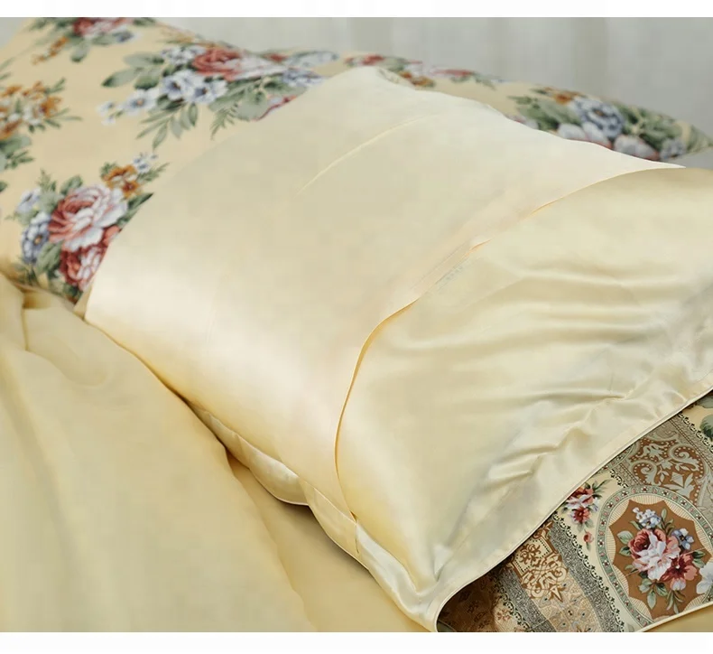 Silk crepe satin fabric 100 mulberry silk four-piece queen bedding set