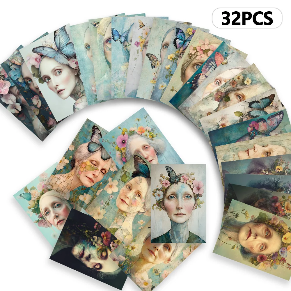 32pcs, Flower Butterfly Goddess postcards, decoration/greeting cards/postcards, high-precision printing, collectible and  mailed - view 3