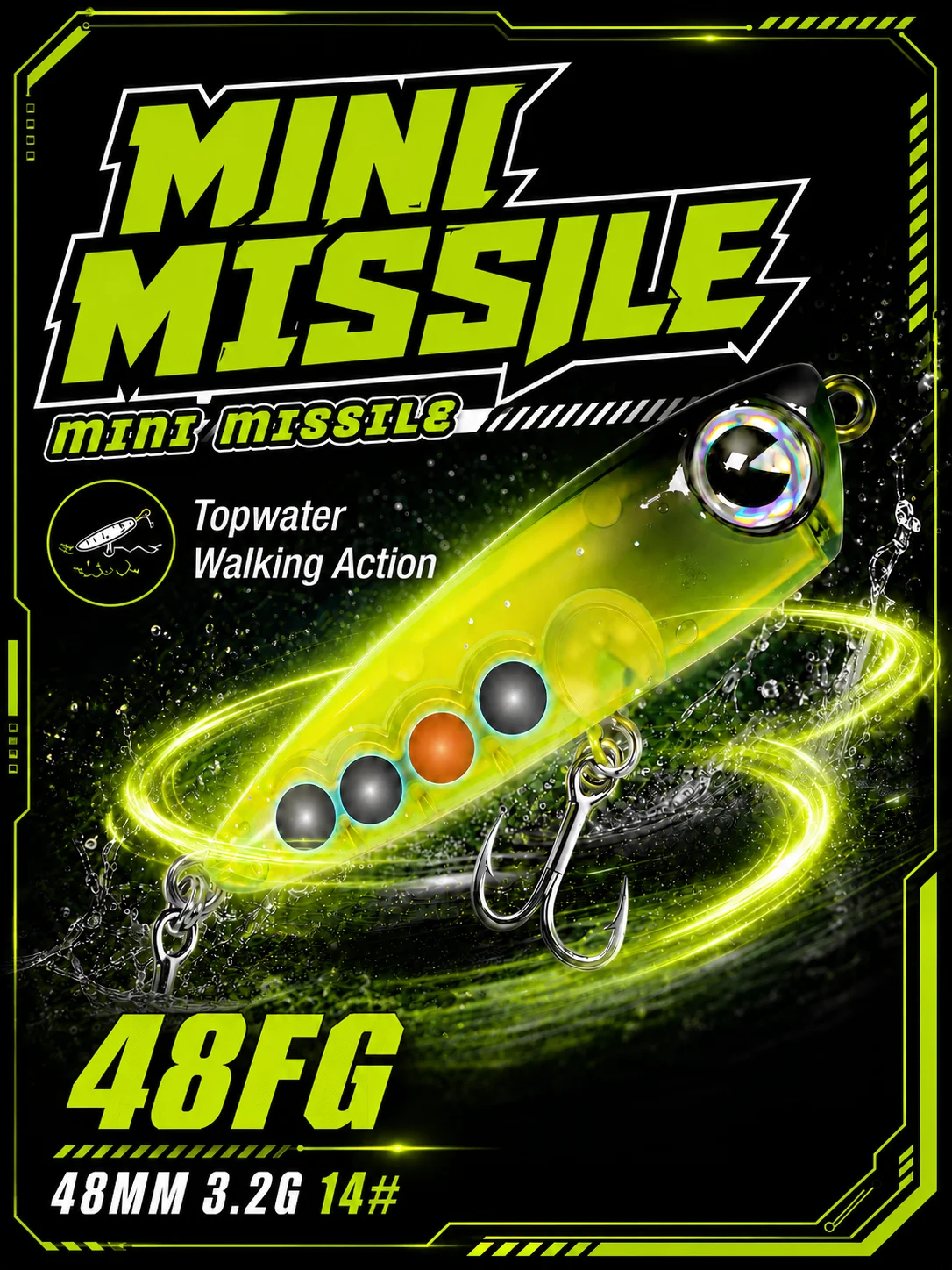 ZUKIBO Topwater Pencil Lure Schwimmender Hartköder Walk The Dog Mini Missile BFS Ultraleichter Köder für Barsch, Forelle, Chub und Culter – Detail 1