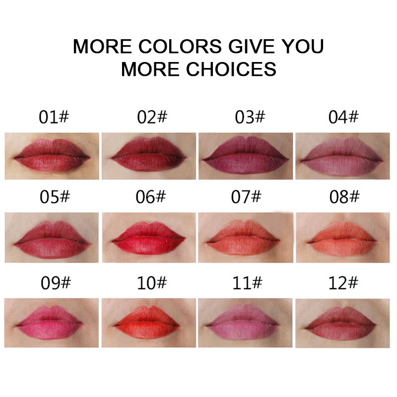 QIBEST 12ชิ้น/เซ็ตแฟชั่นกันน้ำสำหรับผู้หญิง Makeup ชุดยาวลิปสติก Lip ปากกาดินสอเครื่องสำอางค์เครื่องมือ