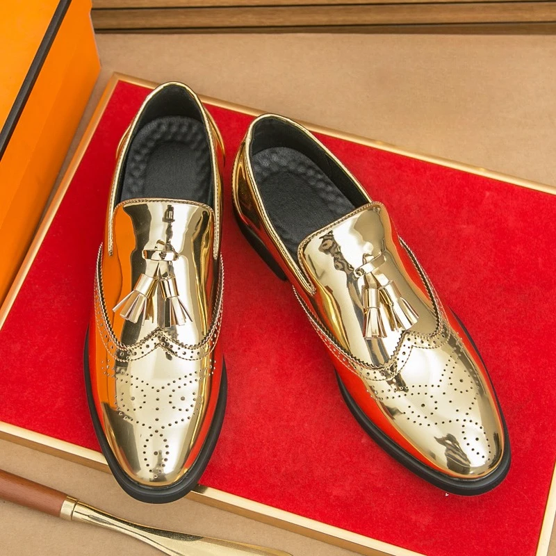 Luxury Silver Man Patent Leather Shoes Large Size 38-50 Designer Oxford Party Dress Wedding Shoes Men Pointed toe Leather Shoes