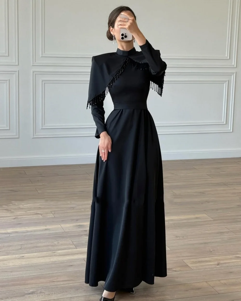 

Customized Modern Style Matching Charmeuse Beading Ruched Straight High Collar Long Dresses Bespoke Occasion Dresses Elegant