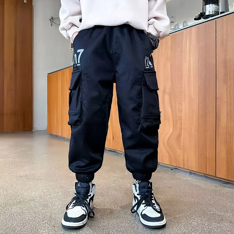 Boys Pants Spring and Autumn Casual and Handsome Pants Teenage Boys Loose Fitting Cargo Pants