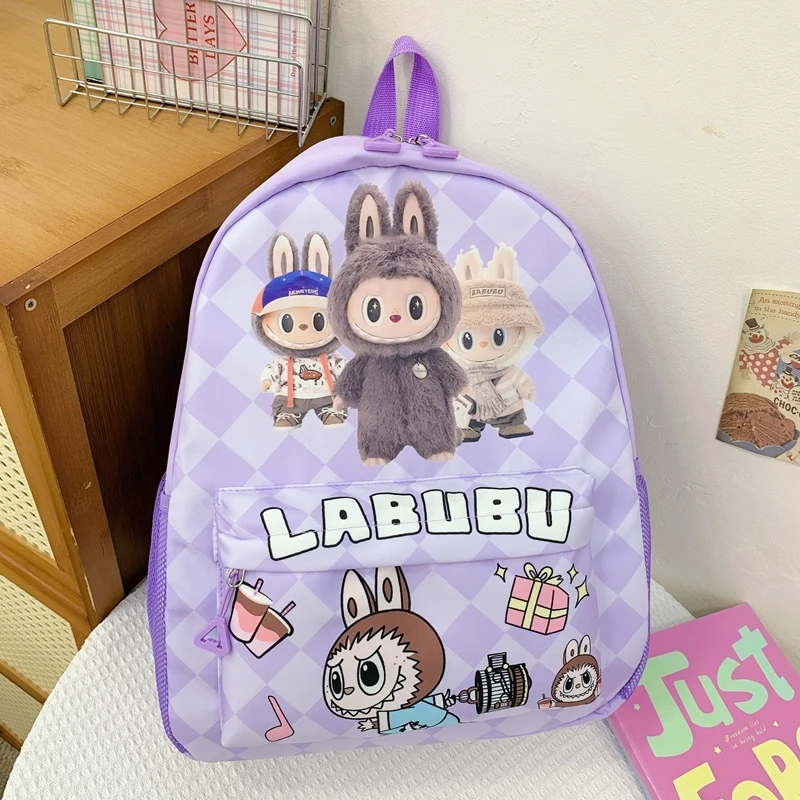 Borsa da scuola Labubu di grande capacità, zaino carino leggero in stile preppy, zaino per anime dei cartoni animati, zaino da viaggio casual