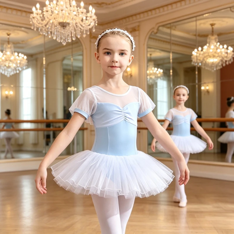 Kids Summer Ballet Suit for Girls Comfortable Cotton One-Piece Style Ideal for Daily Training Practice and Professional Tests