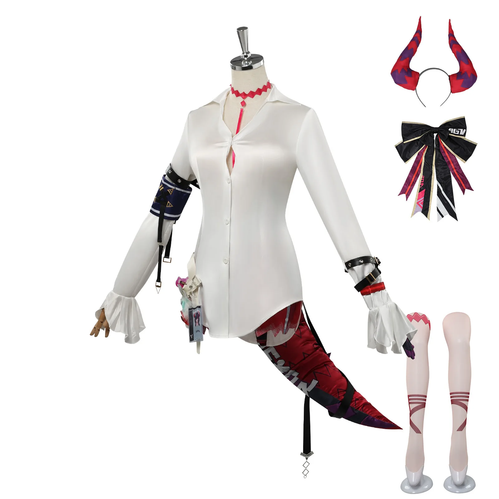 NTE Neverness to Everness Shinku Cosplay Outfit Full Set with Wig Horn Tail Halloween Party Cos Costume for Women view 3