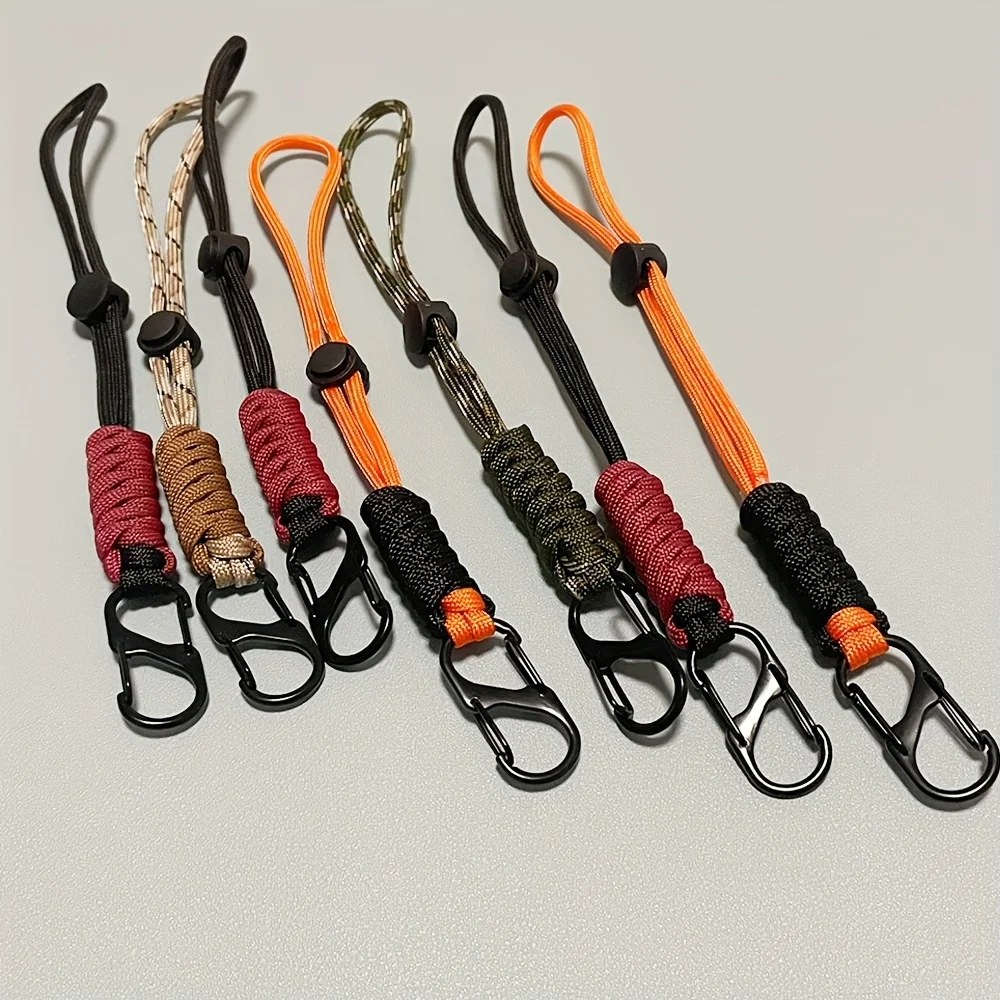 Lote de 4 Llaveros de Nylon Trenzado Hechos a Mano con Gancho para Muñeca - Porta Llaves Multicolor Resistente para Senderismo, Camping y Uso Diario
