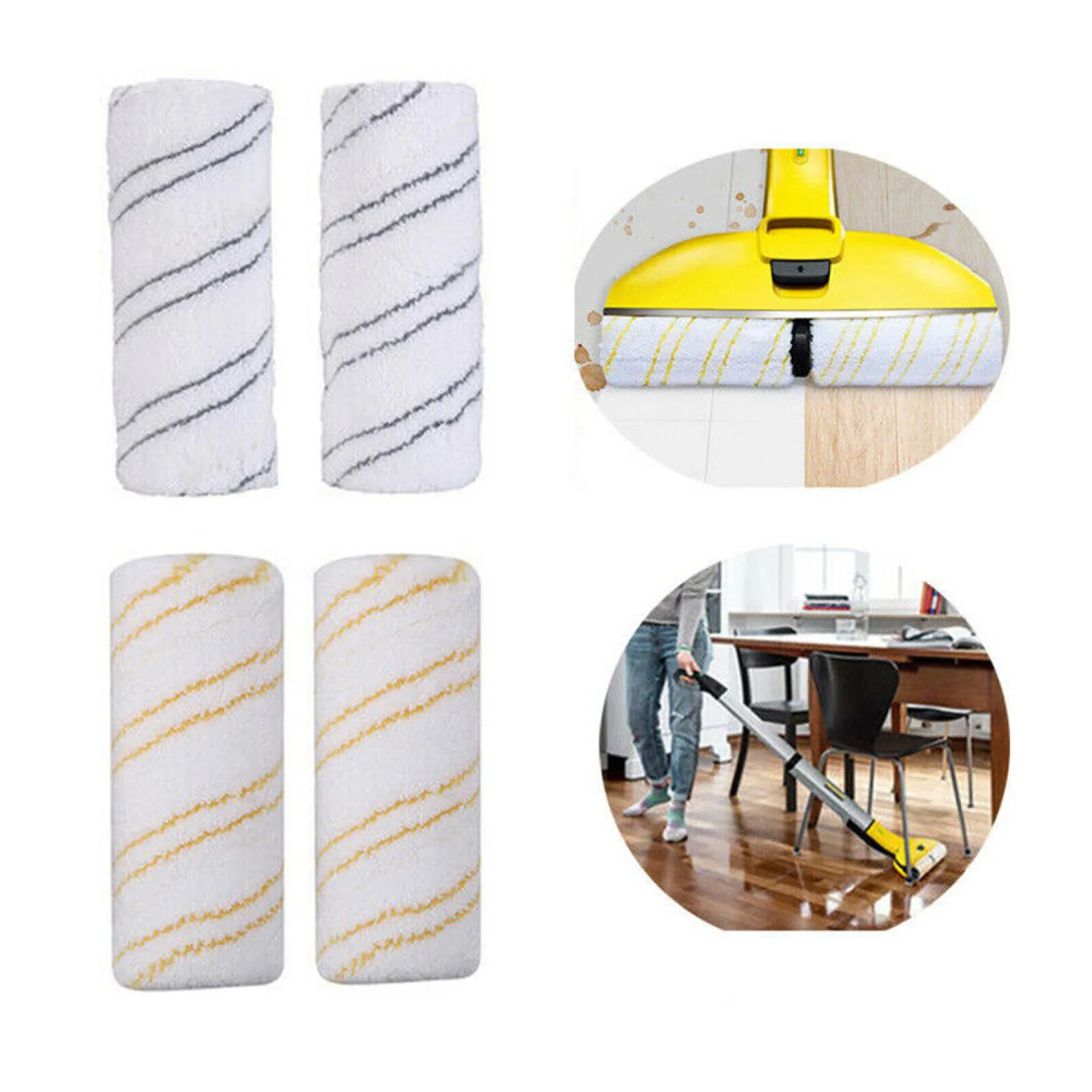2Pc Washable Soft Lint Microfiber Rollers Set For Karcher FC3 FC5 FC7 Hard Floor Wet Dry Cleaner Accessories Replacement Parts
