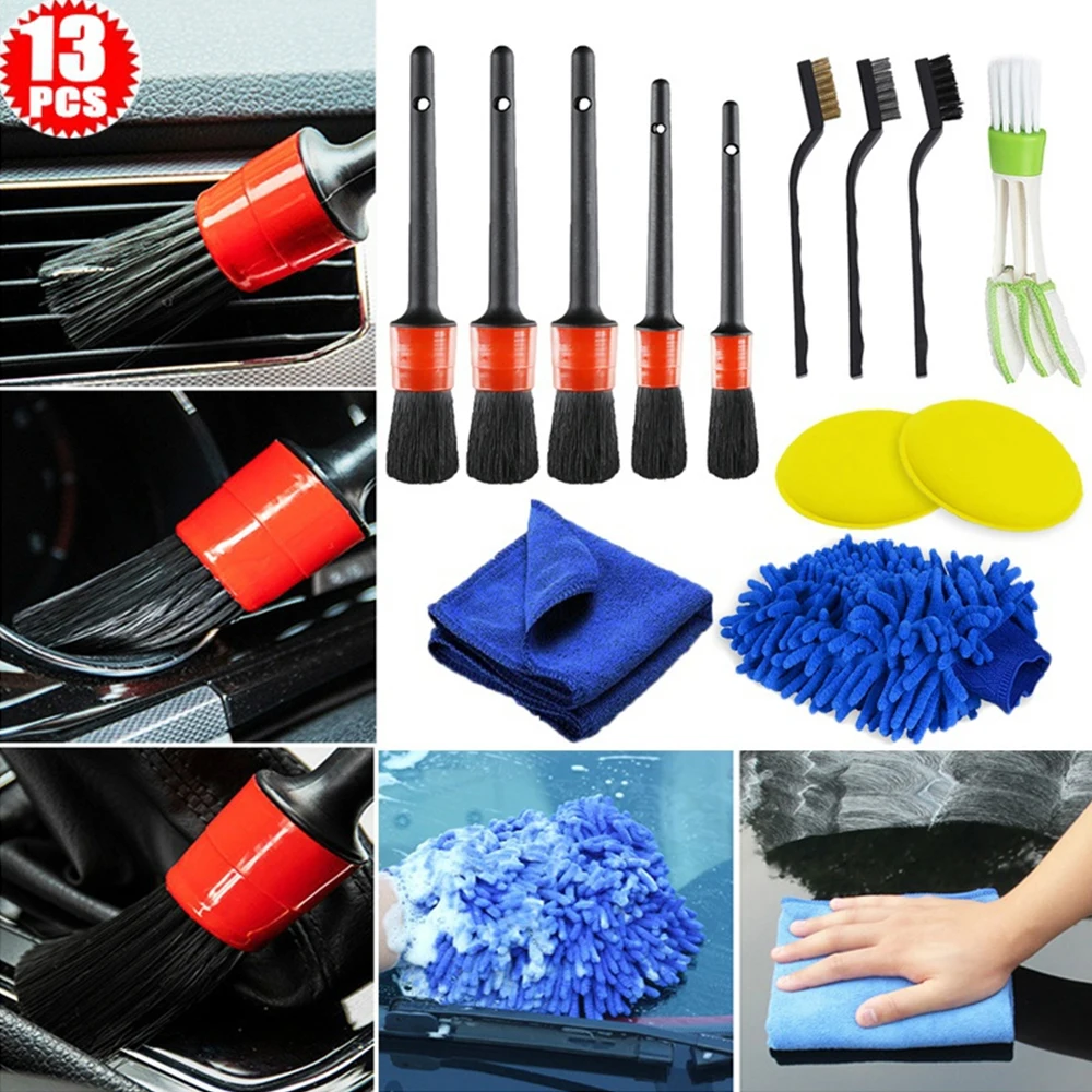 Car Cleaning Detailing Brush Set Dirt Dust Clean Brush Car Detail Tools Car Care Cleaning