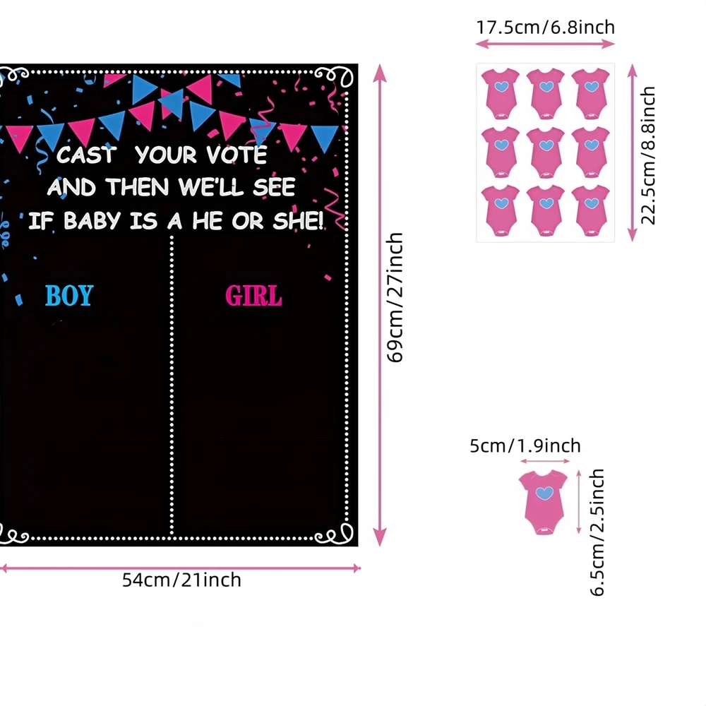 1 Set Gender Reveal Abstimmungsposter-Set Geburtstagsparty-Dekoration Papier-Gender-Reveal-Poster-Aufkleber-Spiel für Gender-Reveal-Party-Dekoration – Detail 1