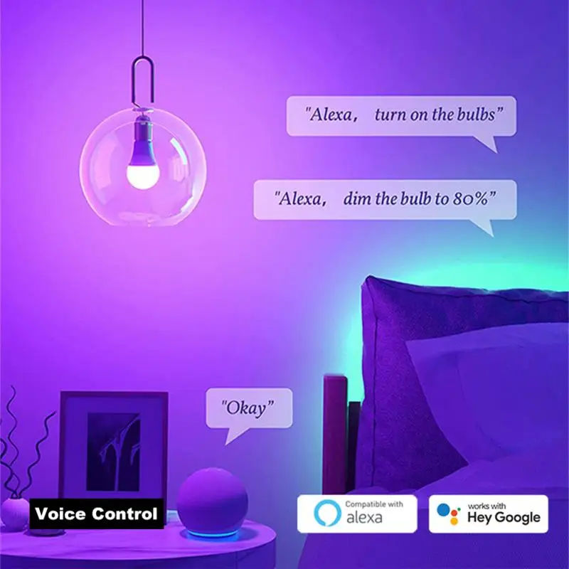 Imagem -05 - Homekit Matter-a19 Lâmpada Inteligente Wifi Rgbcw Lâmpada Led de 9w Decoração Módulo de Automação Suporte Siri Alexa Google Home