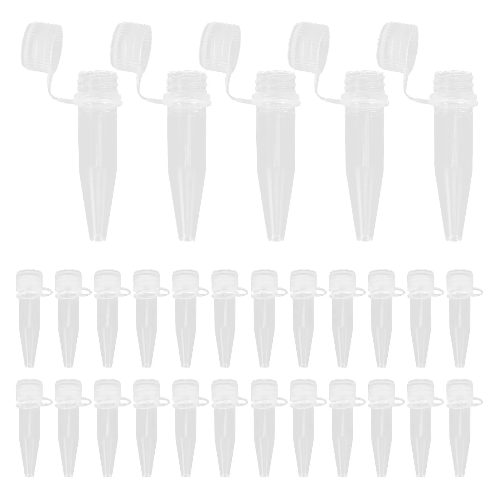 

50Pcs Clear Plastic Test Tubes Graduated Conical Centrifuge Tubes Screw Cap for Laboratory Sample Storage Scientific Research