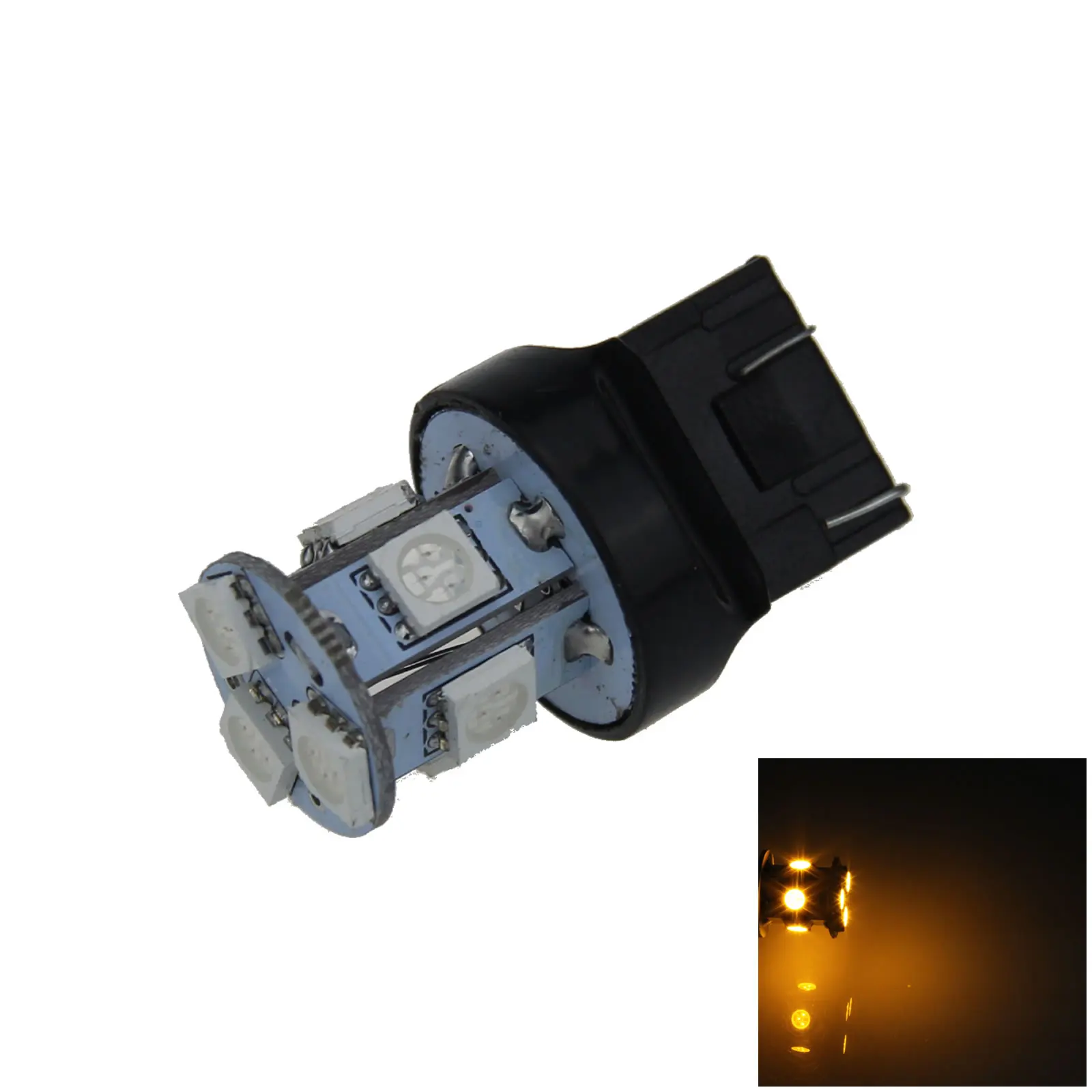 1x Yellow AUTO 7443 Brake Lamp Turn Signal Light 8 Emitters 5050 SMD LED 7440 W3X16D G001-Y