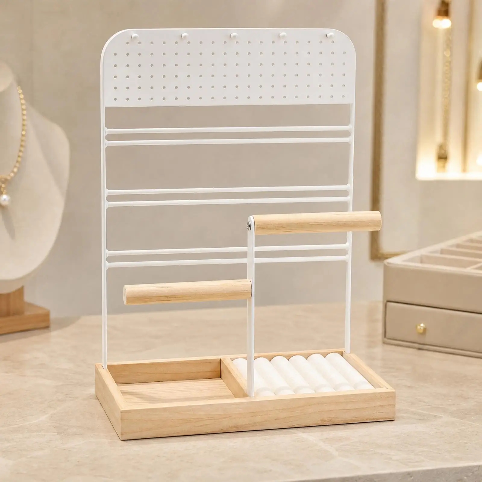 Tabletop Jewelry Display Rack Vertical Tabletop Jewelry Stand Complete for Dressing Table, Boutique
