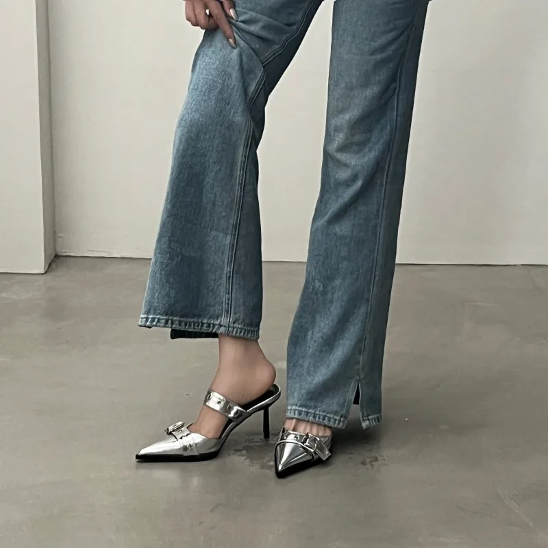 Small-scale style platform sandals for women, suitable for outerwear, new summer  model, low heel, pointed toe, high heel shoes