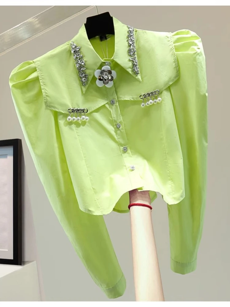 2024 Spring/Summer New Korean Edition Loose Long Sleeved Solid Color Casual Shirt For Women