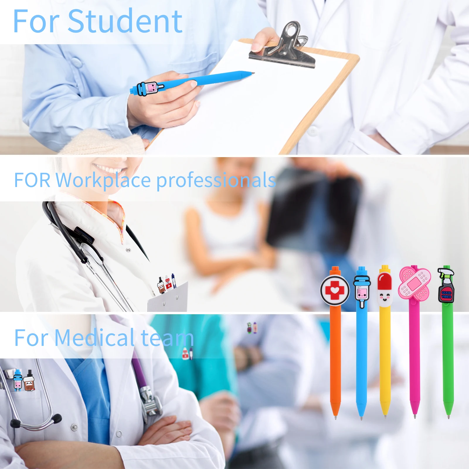 10 Pcs Nurse Pens | Funny Best Cute Nurses Pen Set Accessories for Work, Nursing , ICU; Must haves Gifts, Essentials, Nurses Wee