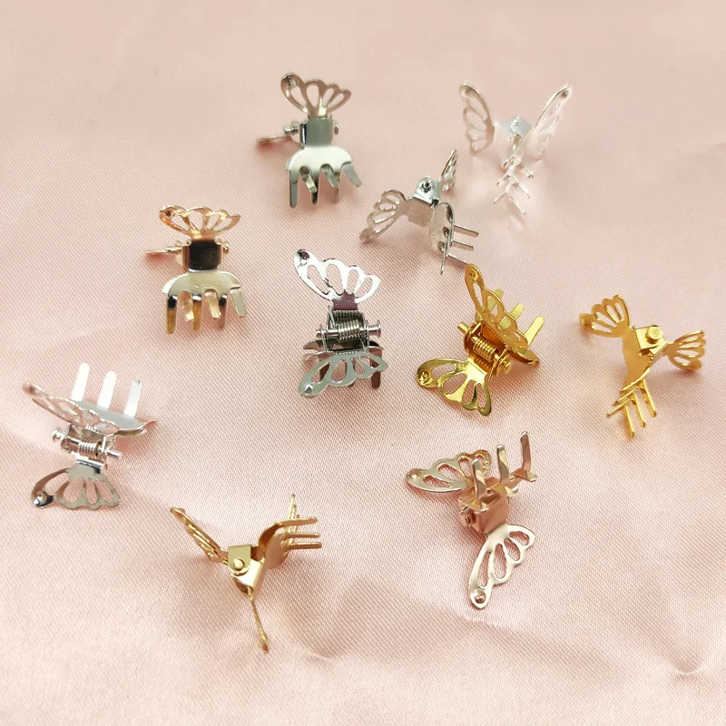10pcs Mini Hollow Out Butterfly Design Sweet Metal Hair Clip Retro Bangs Fixed Clip Decoration Hair Grasping For Women And Girls image 2