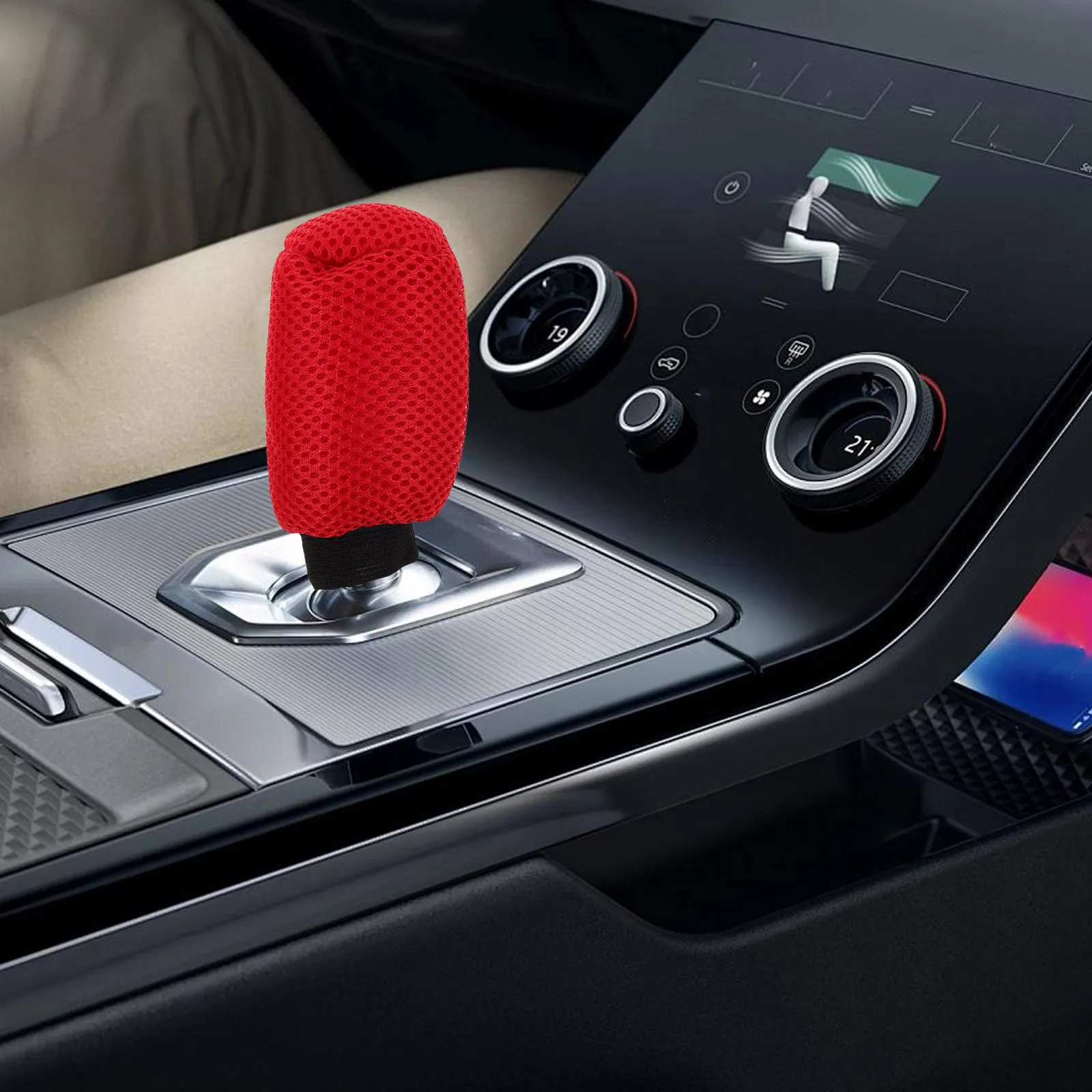 

3 set Shift Knob Cover Universal Fit For Car Hand Brake Gear Shift Mesh Fabric Anti-Slip Easy Install Vehicle Gear Knob
