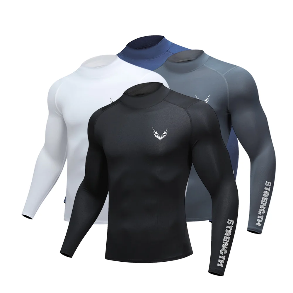 Fitness Compression Long Sleeve T Shirt Men Running Quick Dry Elastic Shirt Male Gym Training Tops