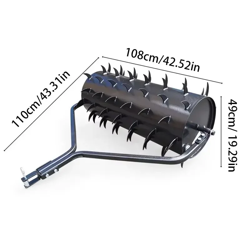 RCM Drum Spike Aerator with Pin Style Hitch and Lawn Roller Construction for Lawn ATV Spike Aerator