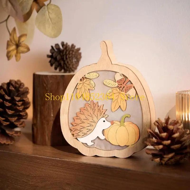 652F Thanksgiving Holzschnitzerei Handwerk Tischschild Dekoration Herbsternte Zuhause Akzentstück für DIY Urlaub Tischdekoration – Detail 10