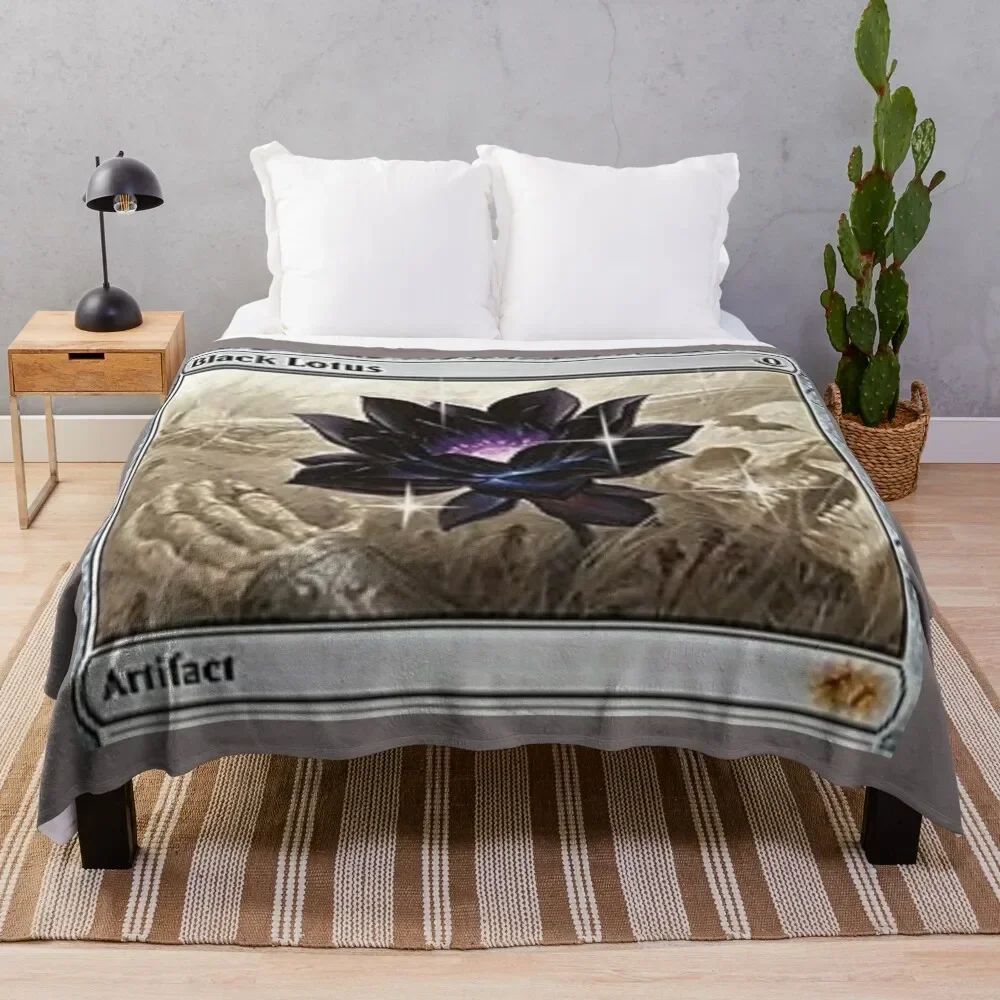 mox sapphire mtg tshirt mask design edit digital black lotus Throw Blanket Luxury Stuffeds Blankets