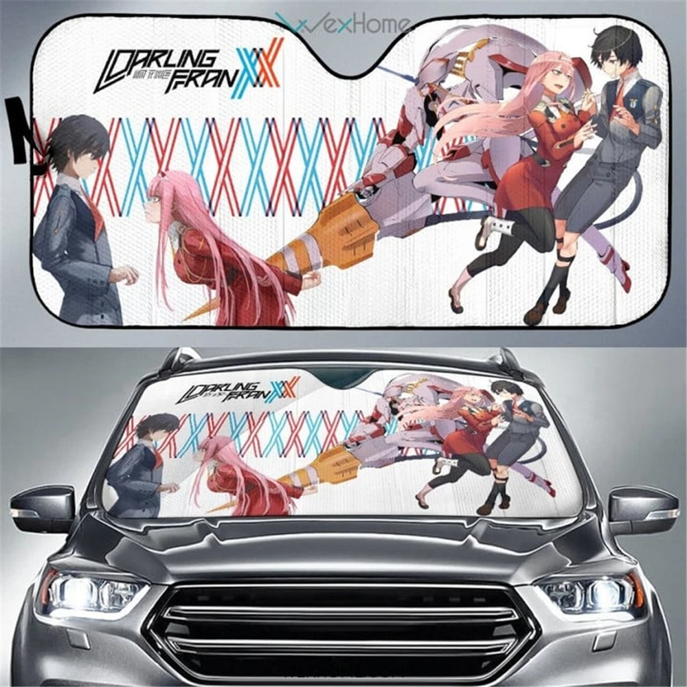 Windshield Sunshade Darling In The Franxx Anime Universal Car Front Windshield 69.5x145cm Sun Visor Heat Reflector Accessories