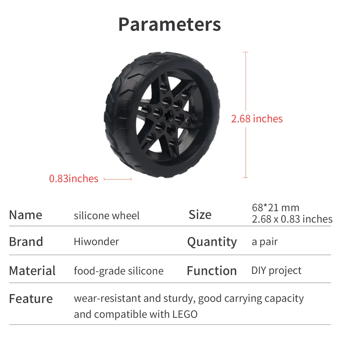 Rueda de silicona Hiwonder Robot Car TT Motor rueda para bricolaje