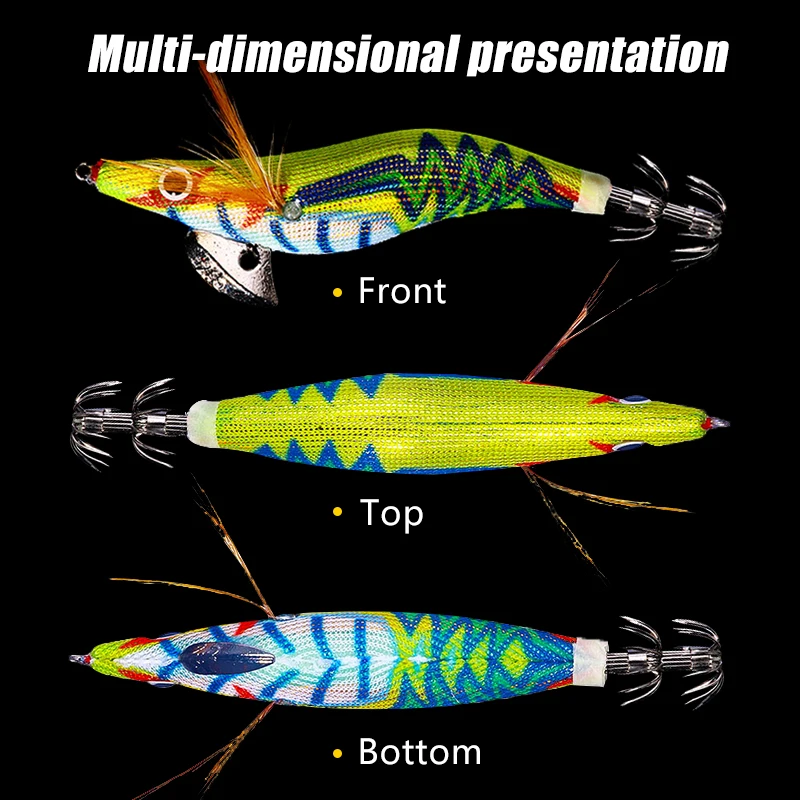 Electroplate Pesca Squid Jig Hooks Lure 14.2g 12.2g Wood Shrimp Luminous Calamari Octopus Cuttlefish Baits Fishing Lures