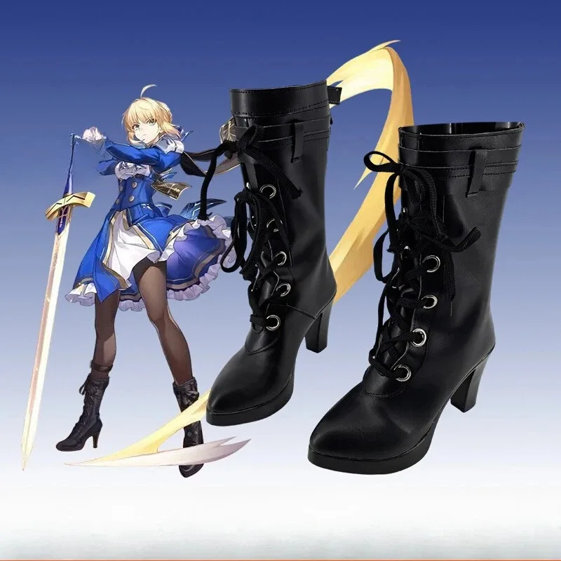 Sapatos de cosplay qq28LQSaber – Botas personalizadas Artoria Pendragon série Fate Honkai