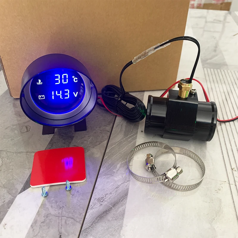 Round 2 in 1 LED Digital Car Temperature Meter Water Temp Gauge with Engine Overheat Alarm And Voltage Monitor for Truck 12V/24V - view 6