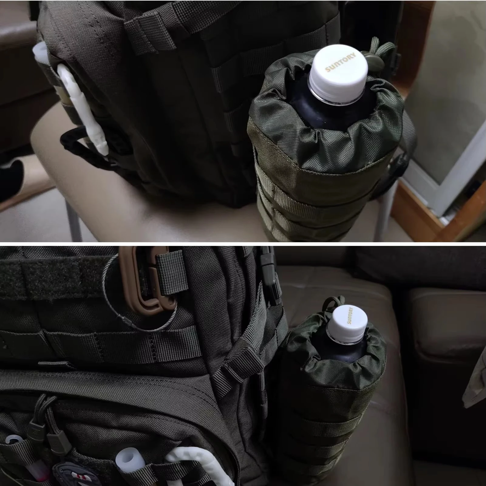 حقيبة مزمومة لزجاجات المياه الرياضية المطورة، حامل زجاجة مياه مولي برباط تكتيكي، حقيبة زجاجات مياه شبكية للسفر #5