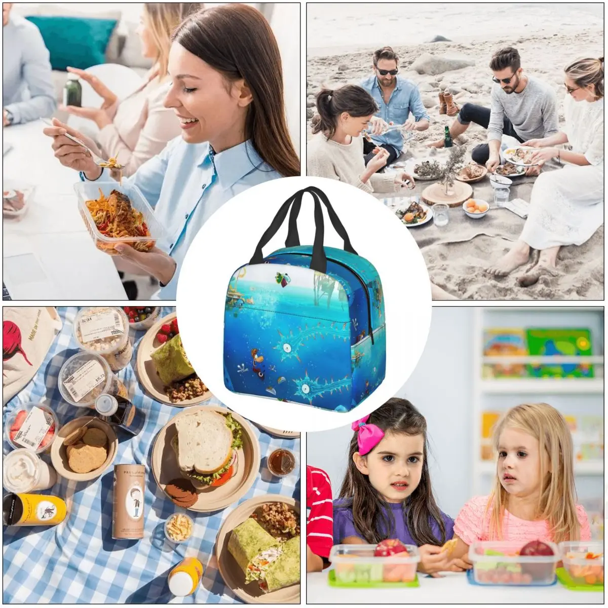 حقيبة غداء معزولة من ألعاب الرسوم المتحركة Rayman Legends للأطفال، صندوق طعام حراري مبرد للمدرسة، حاوية صناديق الغداء المحمولة