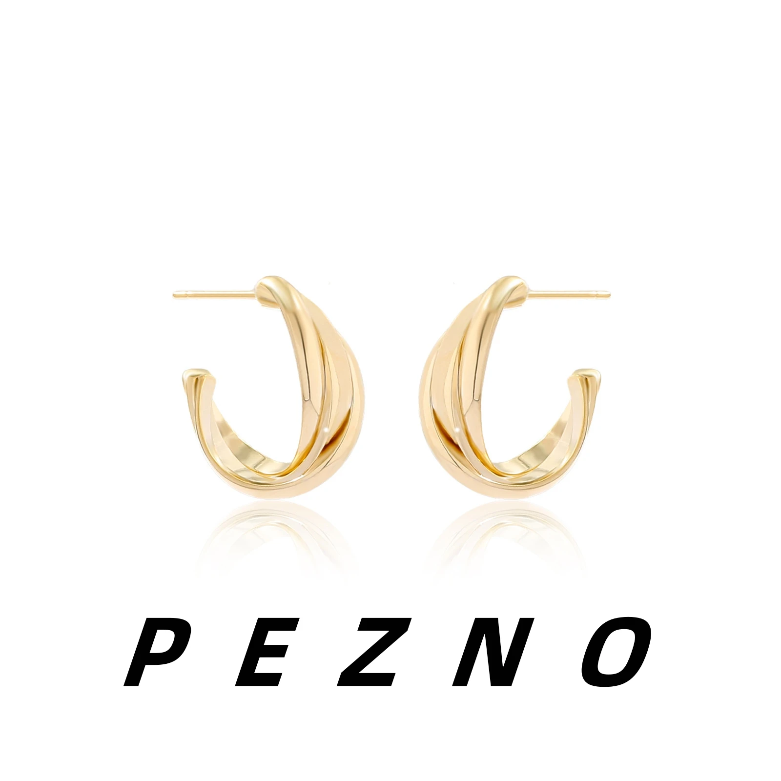 Chunky Double Hoop Earrings for Women Gold Tone Minimalist Twisted Open C Hoop Earrings Fashion Jewelry Daily Gift