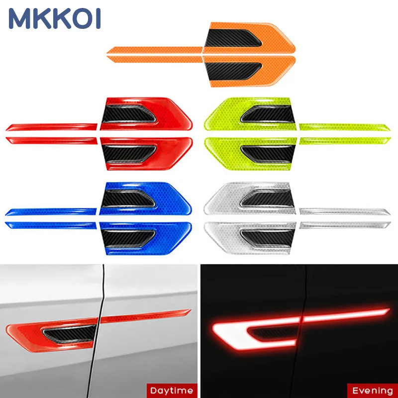 2Pcs/Set Car Reflective Safety Warning Strip Tape Car Stickers Bumper Reflective Strips Secure Decals Exterior Accessories