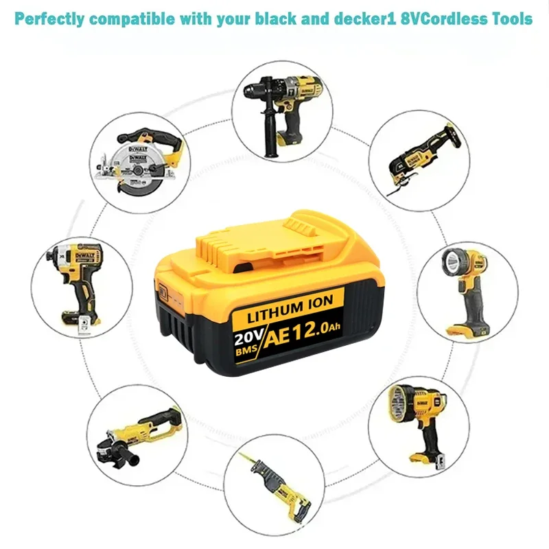 Batería de litio de 20V y 8,0ah para herramientas eléctricas dewei, juego de herramientas eléctricas recargables DCB184 y DCB200, batería de 20v y 8000mah