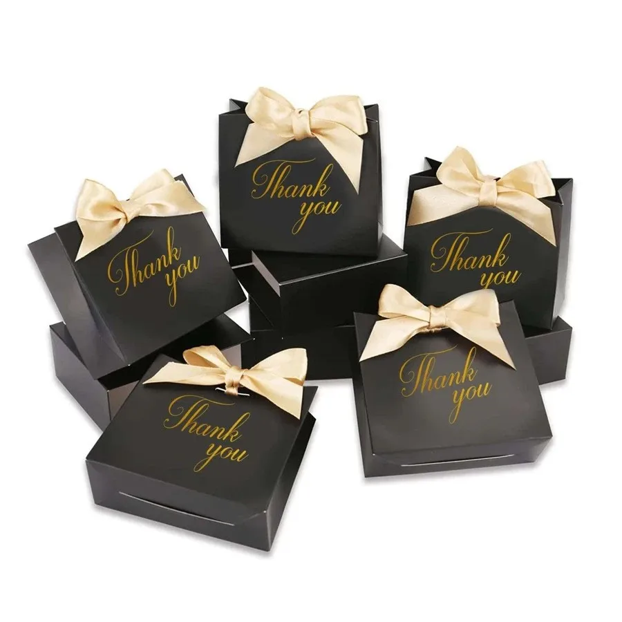 10pcs/lot Upscale Black White Kraft Papel Gift Box Wedding Favors Candy Bag Package Birthday Party Favor Boxes