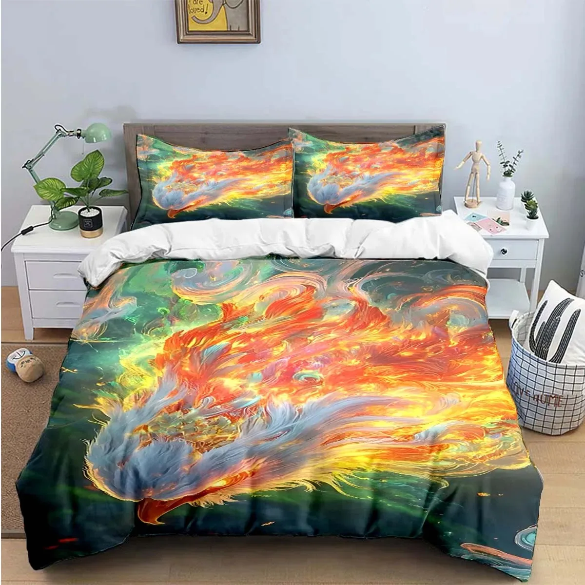 

Fashion Popular Mythical Beast Phoenix Print Bedding Sets Bed Supplies Set Duvet Cover Bed Comforter Set Bedding Set Luxury Gift