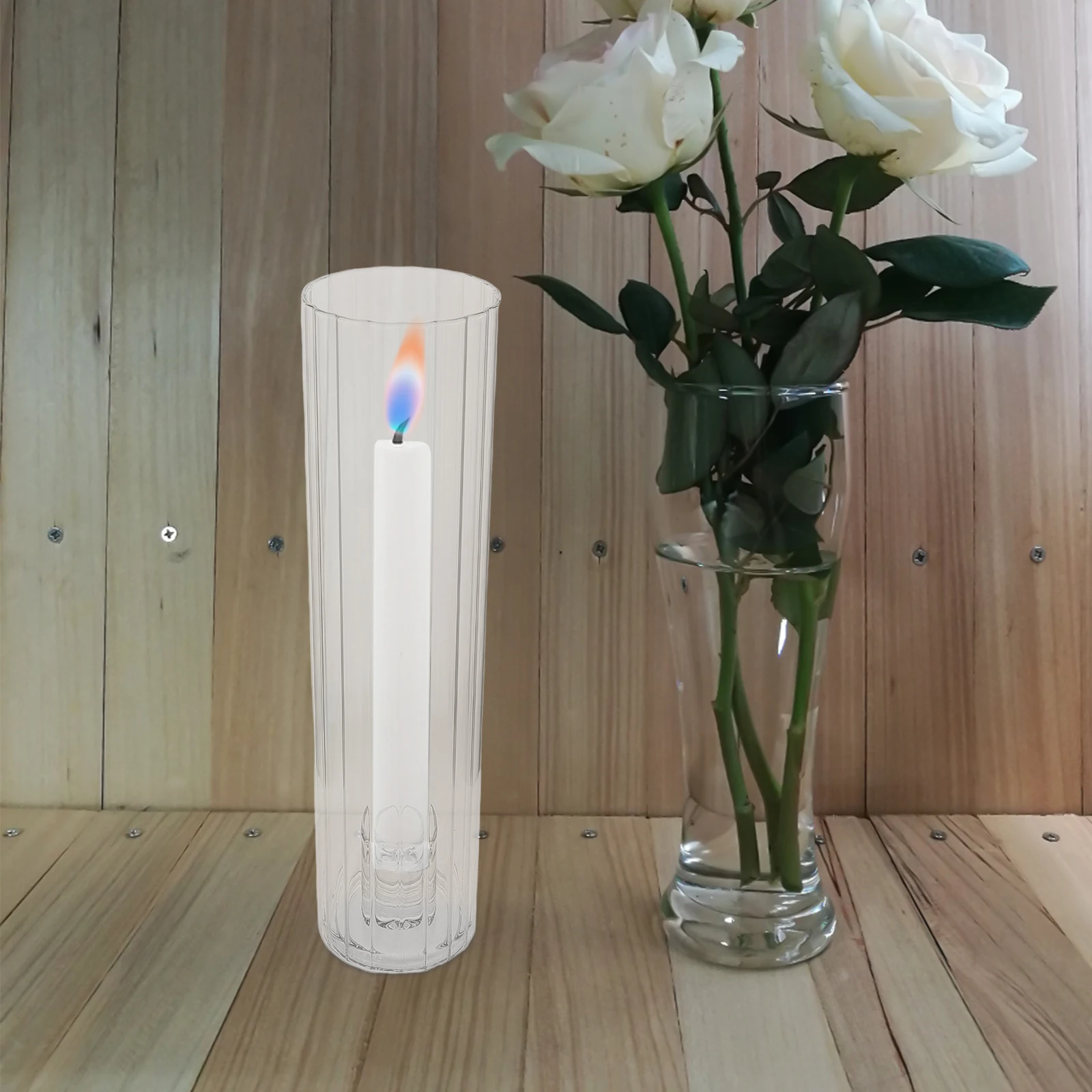 

2Sets Transparent Glass Holders with Stable Base for Weddings Parties Fireplaces Elegant Lighting Candlestick Glass