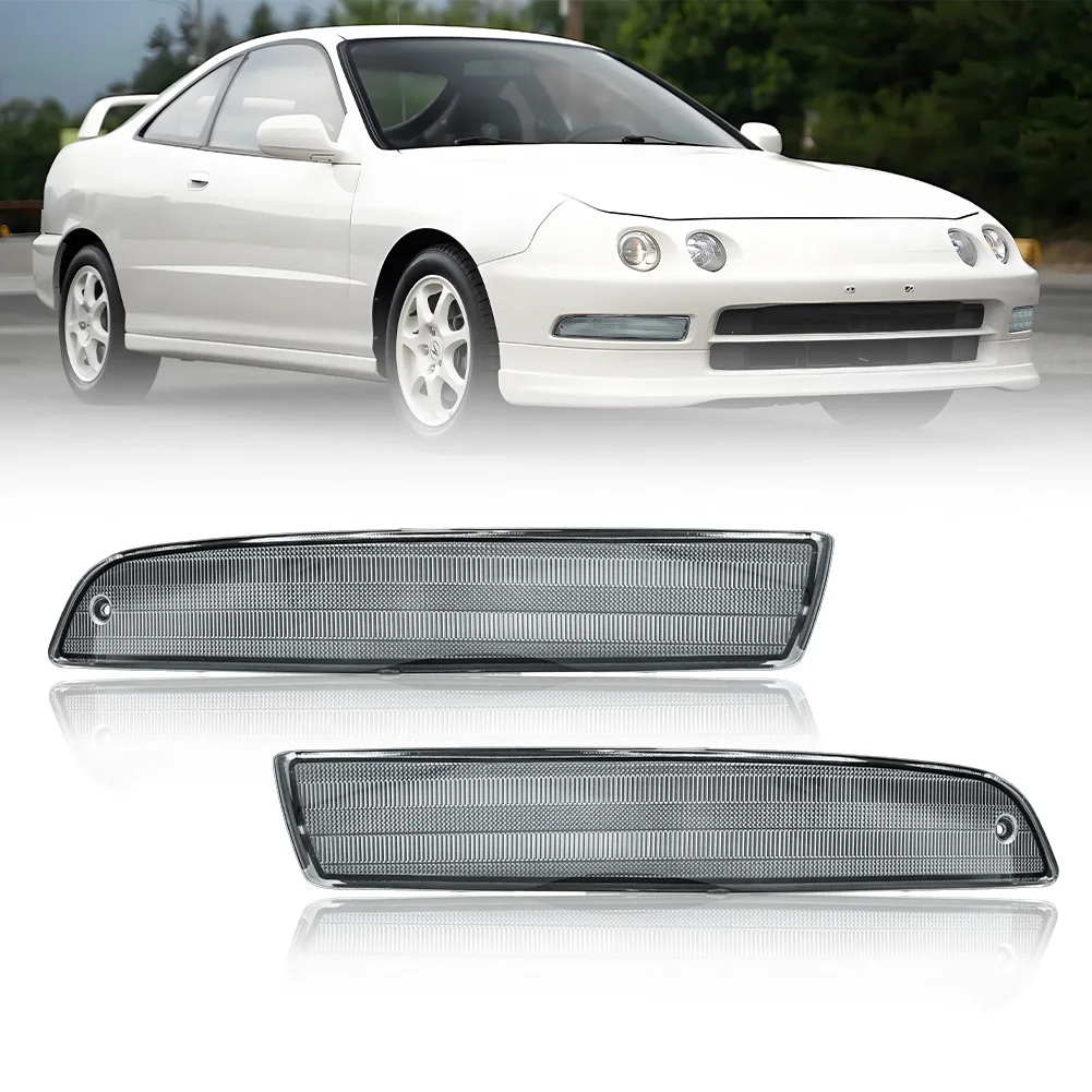 2Pcs Front Bumper Parking Light Turn Signal Light Side Marker Daytime Running Light Cover For 1994 1995 1996 1997 Acura Integra