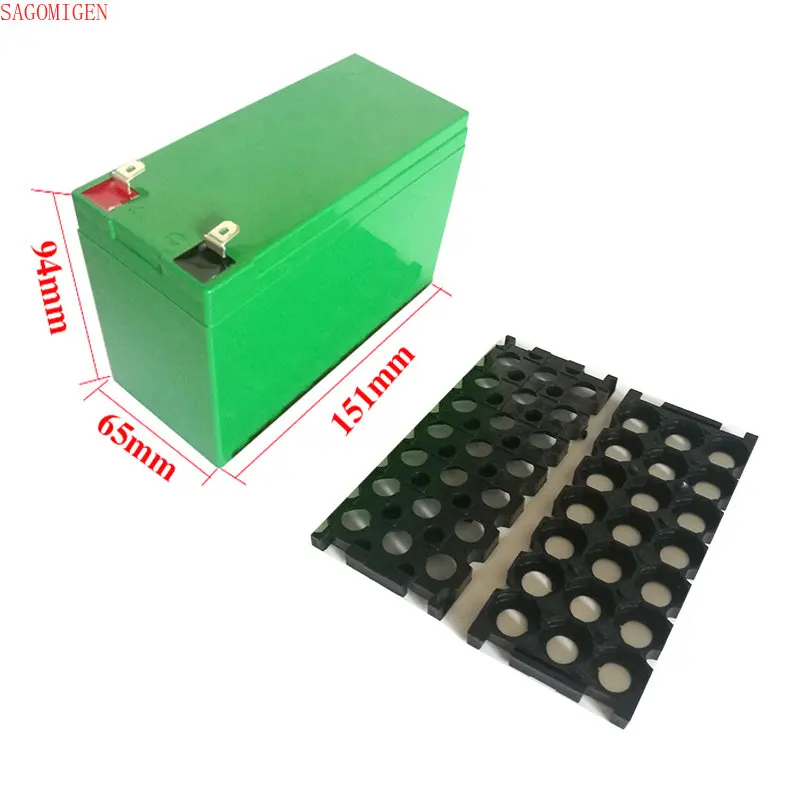 12V 3S7P /24V 7S3P 18650 Li-ion Battery Storage Box Holder for Motorcycle Replace Lead-Acid Plastic Battery Case Green Black