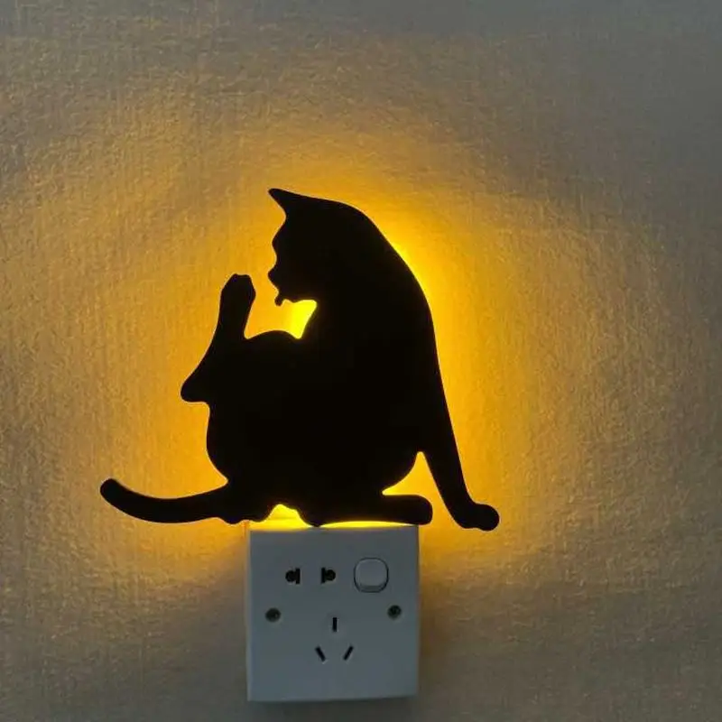 Creative Led Night Light Cat Lamp Animal Battery Source Nightlight for Living Room Bedroom Loft Lighting Deco MJ708